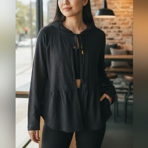 LOFT Dark Navy Hooded Jacket Sweater In Size Large